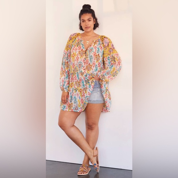 Anthropologie Maureen Babydoll Tunic Blouse Sz 1X Plus Sz EUC - Picture 1 of 12